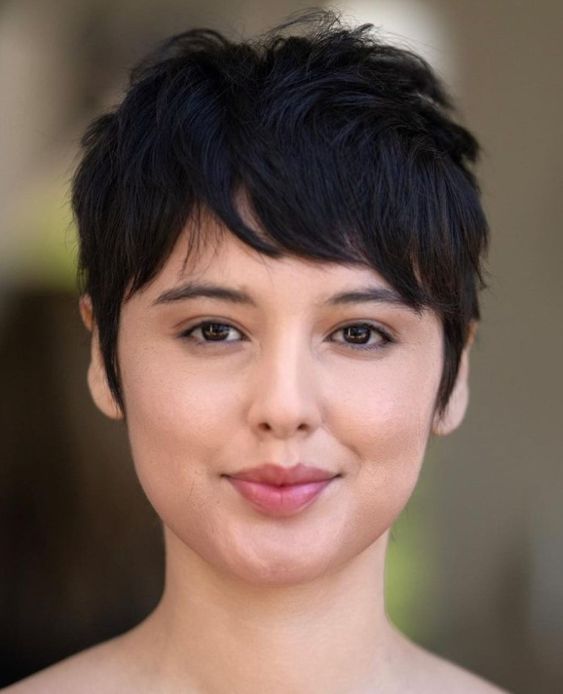 Pixie Cut with Bangs for Round Faces