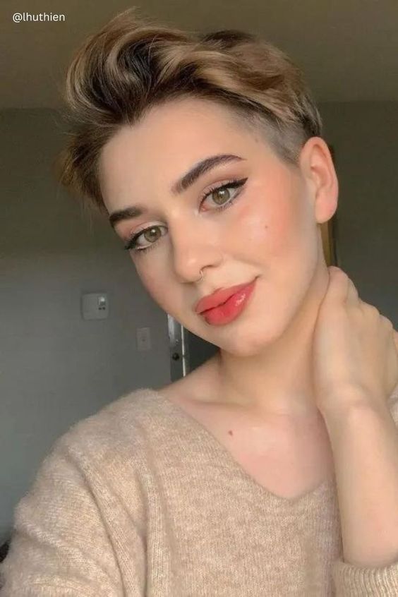 Pixie Cut With Wavy Bangs For Thick Hair